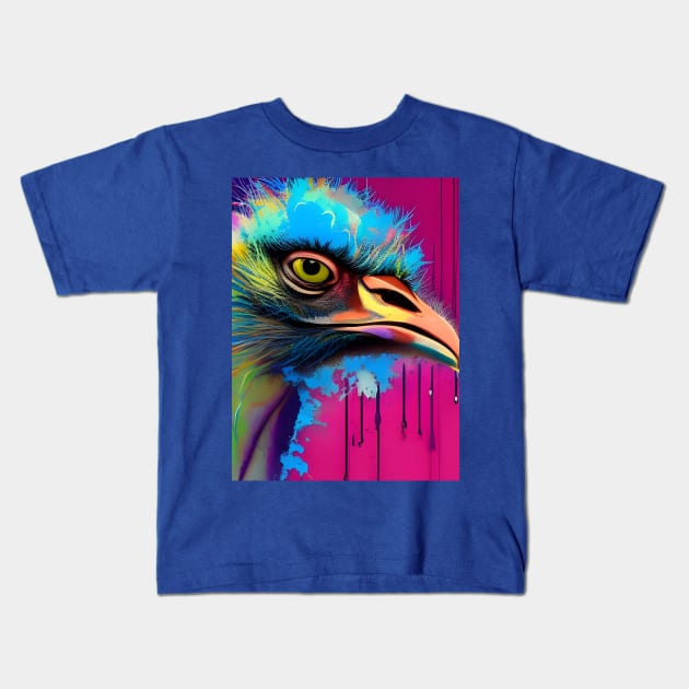 Colorful Emu Head Kids T-Shirt by Chance Two Designs